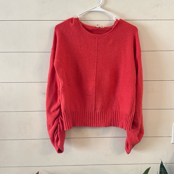 Moth Sweaters - Anthropologie Moth Hooded Coral Sweater Size Small